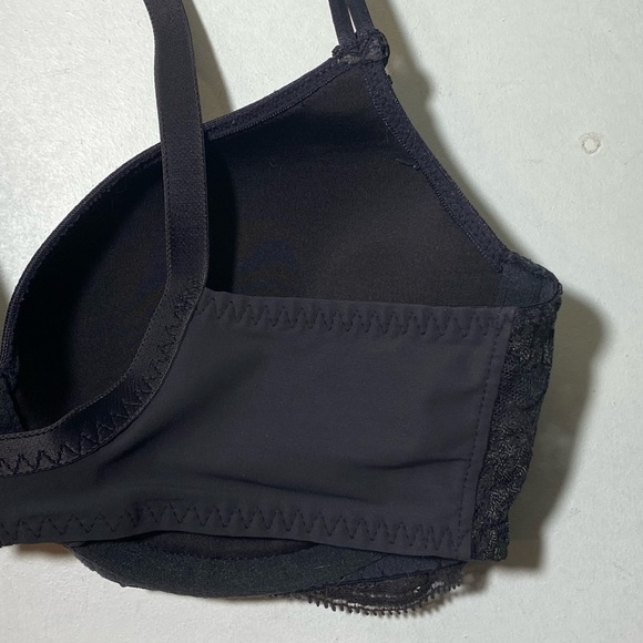 Simone Perele Paris Plunge Bra Black Scalloped Floral Lace Made in France 34B - Picture 9 of 12
